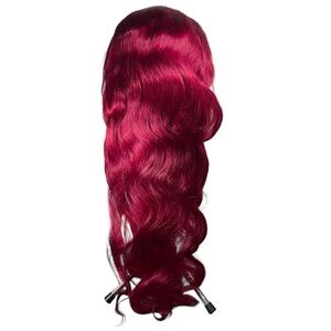 Burgundy Red 99J Human Hair Body Wave Lace Front 30 Inch Wig